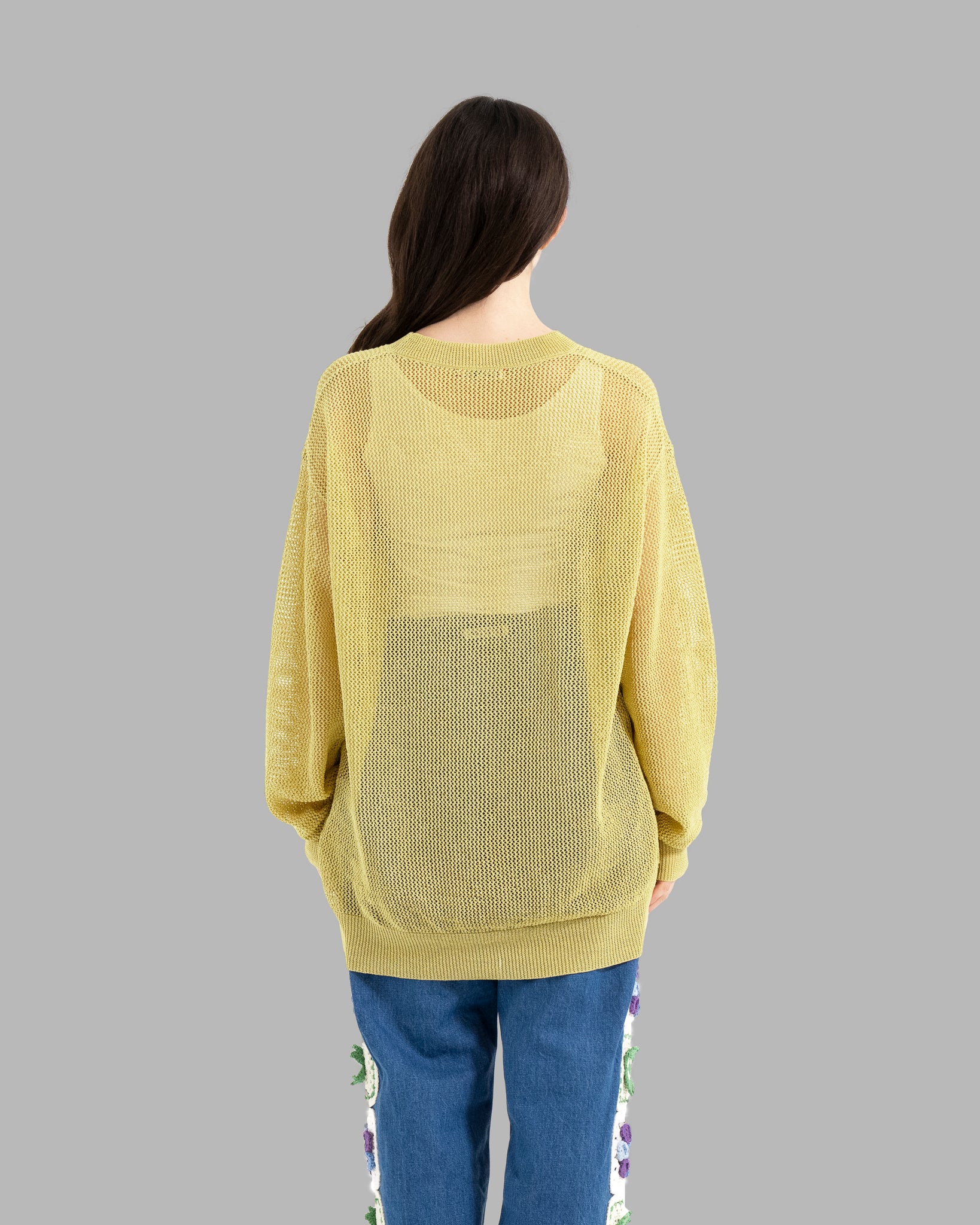 GIMA COTTON MESH KNIT PULLOVER SWEATER - SMOKE YELLOW