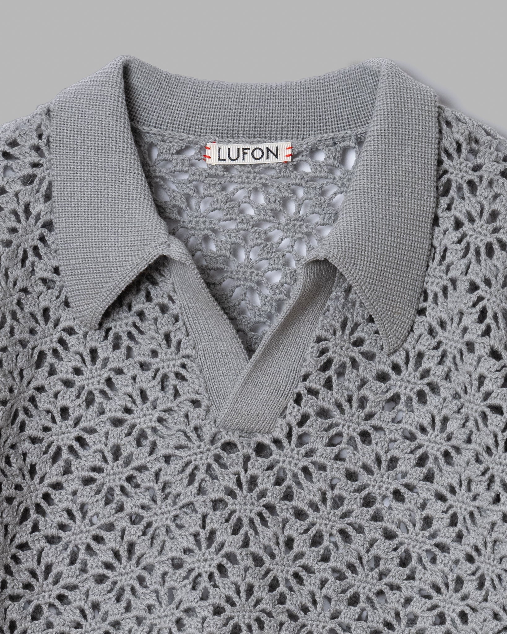 Polo de patrón de patrón de crochet (ajuste suelto) -gris