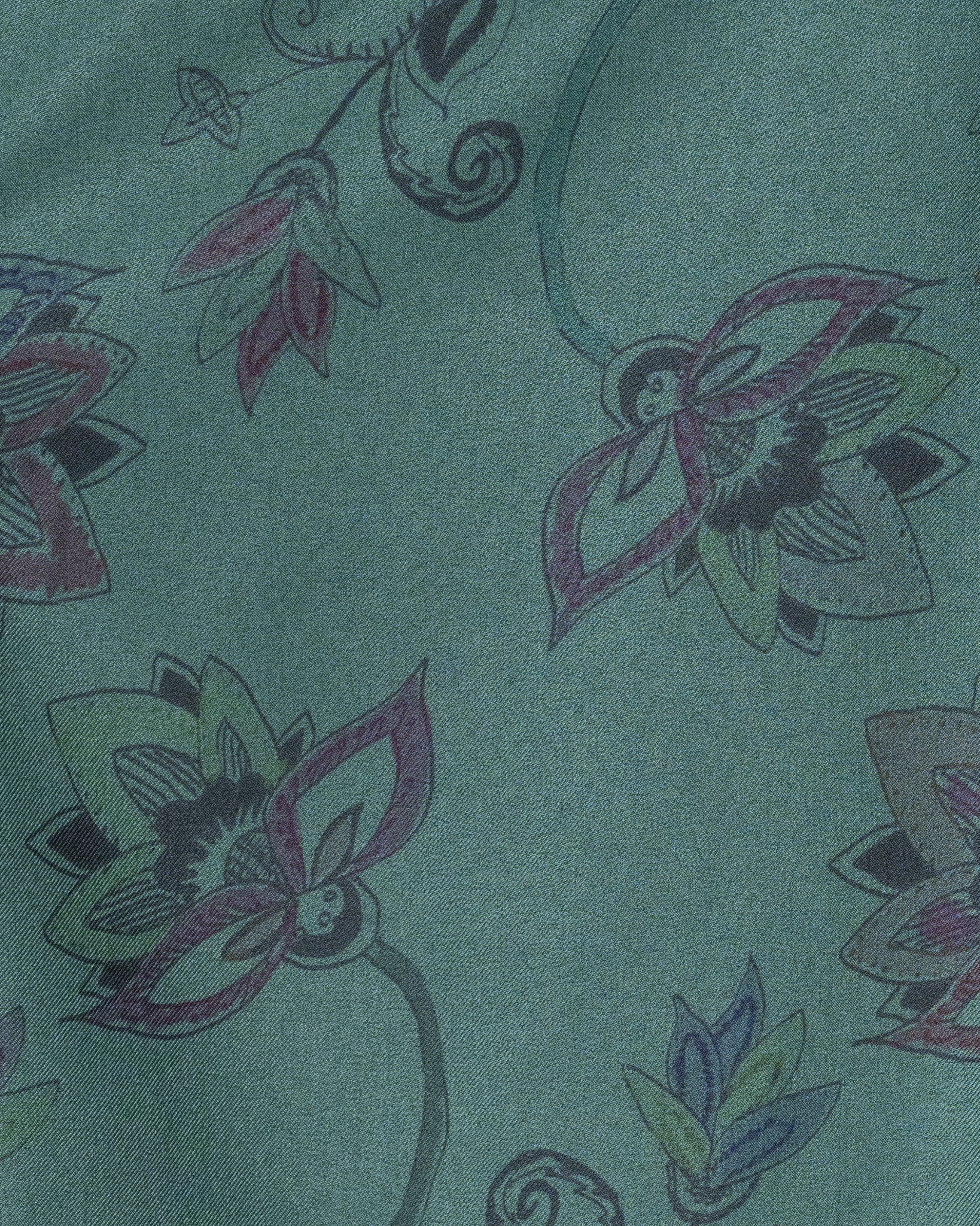 HAND-PAINTED BOTANICAL PRINT B.D. SHIRTS - GREEN