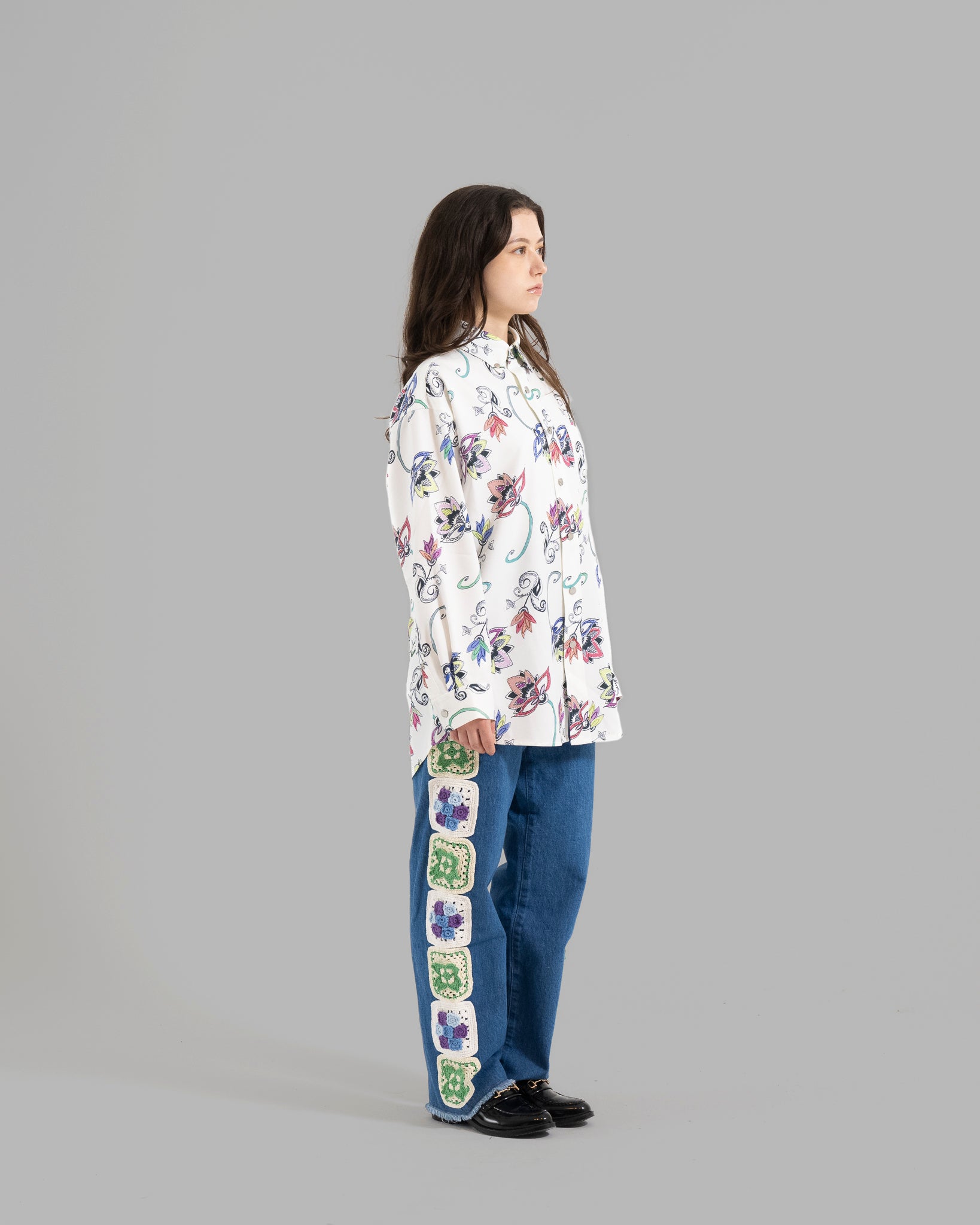 HAND-PAINTED BOTANICAL PRINT B.D. SHIRTS - WHITE