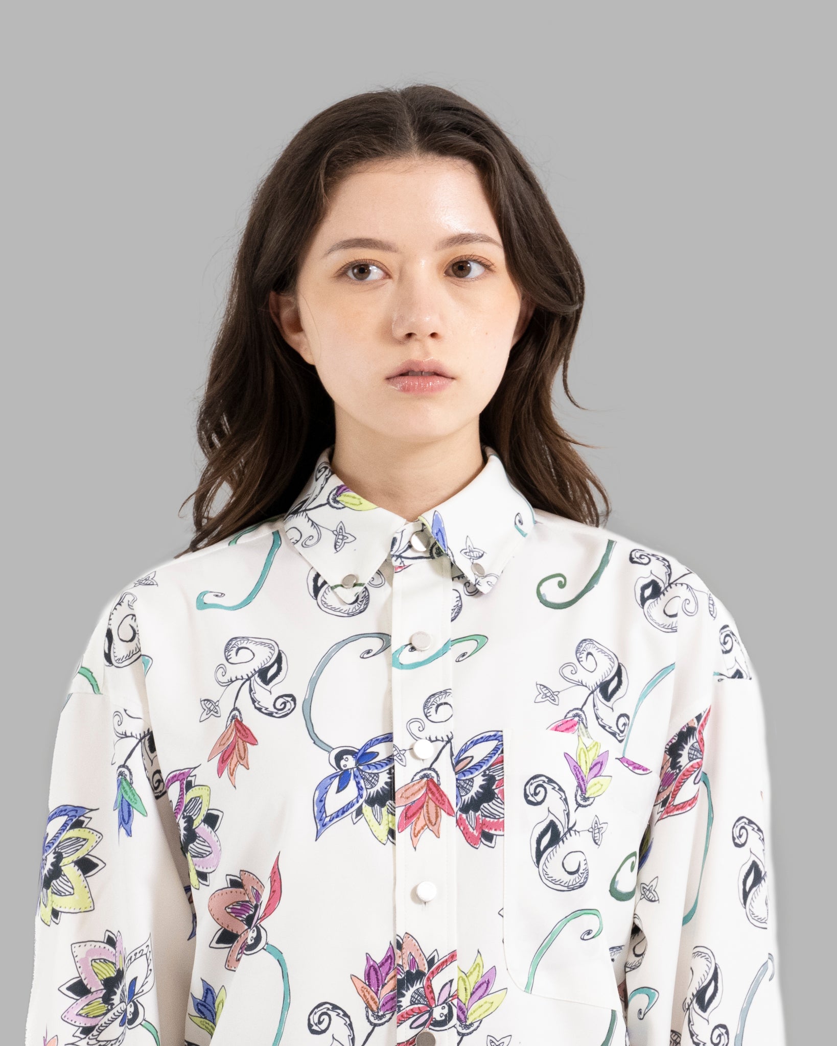 HAND-PAINTED BOTANICAL PRINT B.D. SHIRTS - WHITE
