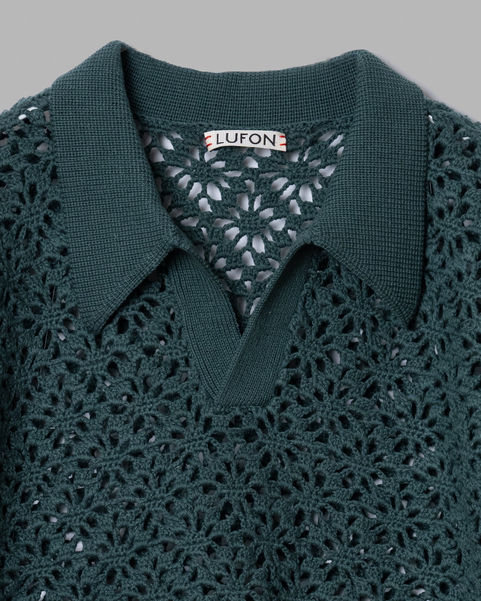 Polo de patrón de patrón de tejido de crochet (ajuste suelto) -verde