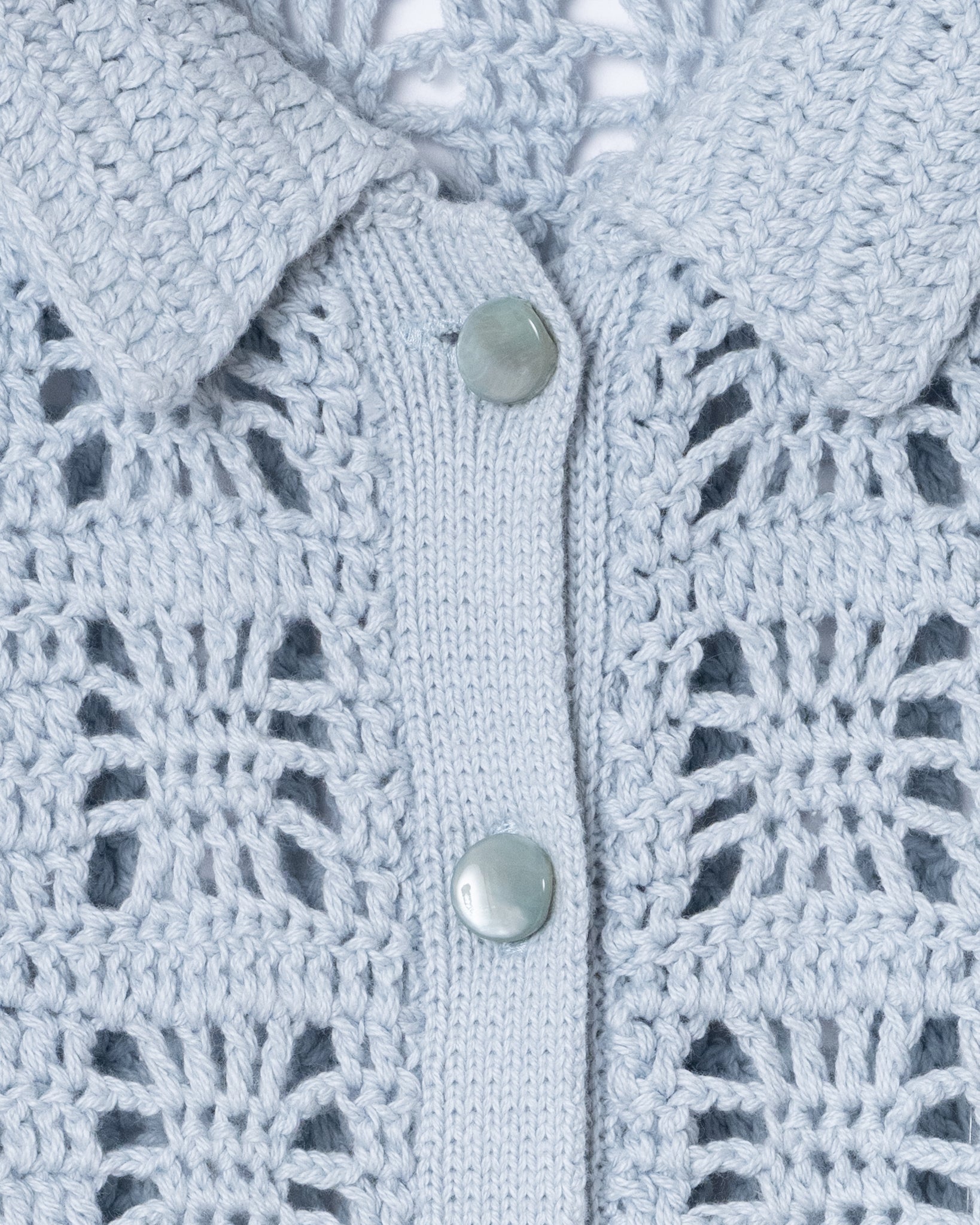 CROCHET HAND KNIT S/S MAXI ONE-PIECE - LIGHT BLUE