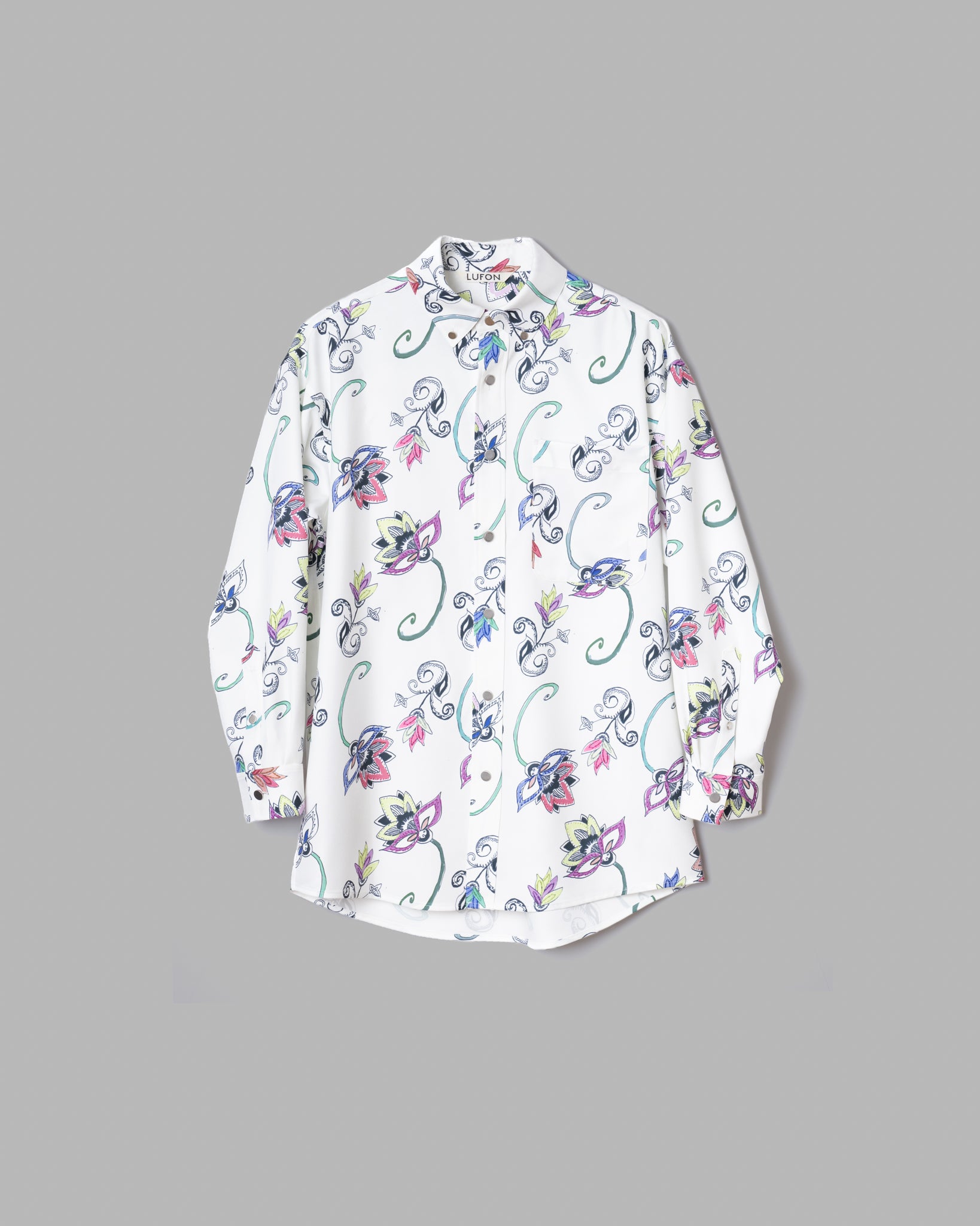 HAND-PAINTED BOTANICAL PRINT B.D. SHIRTS - WHITE