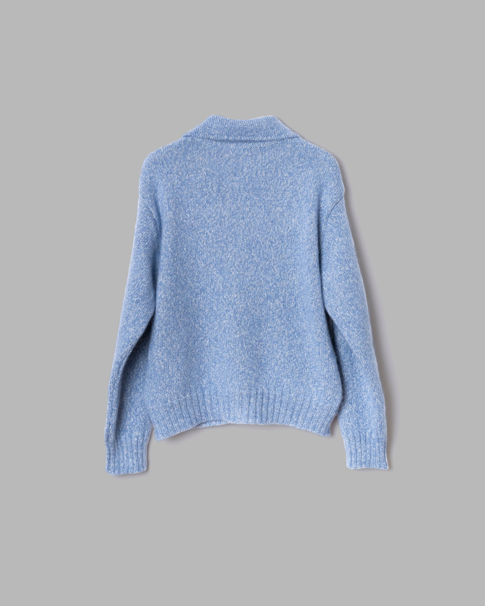 MOHAIR SILK NEP KNIT SHIRTS BLOUSON - BLUE