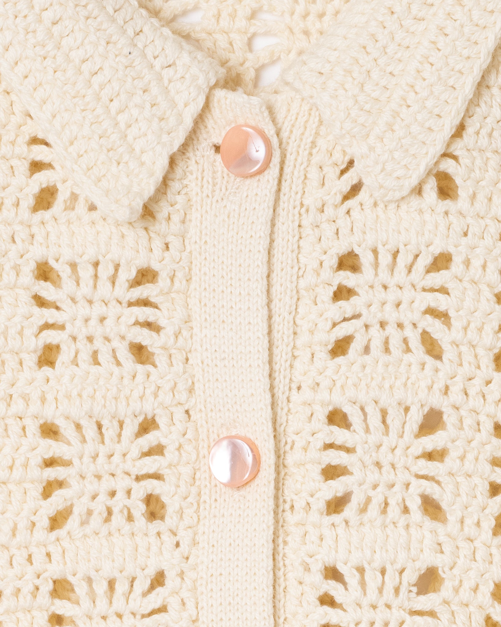 CROCHET HAND KNIT S/S MAXI ONE-PIECE - OFF WHITE