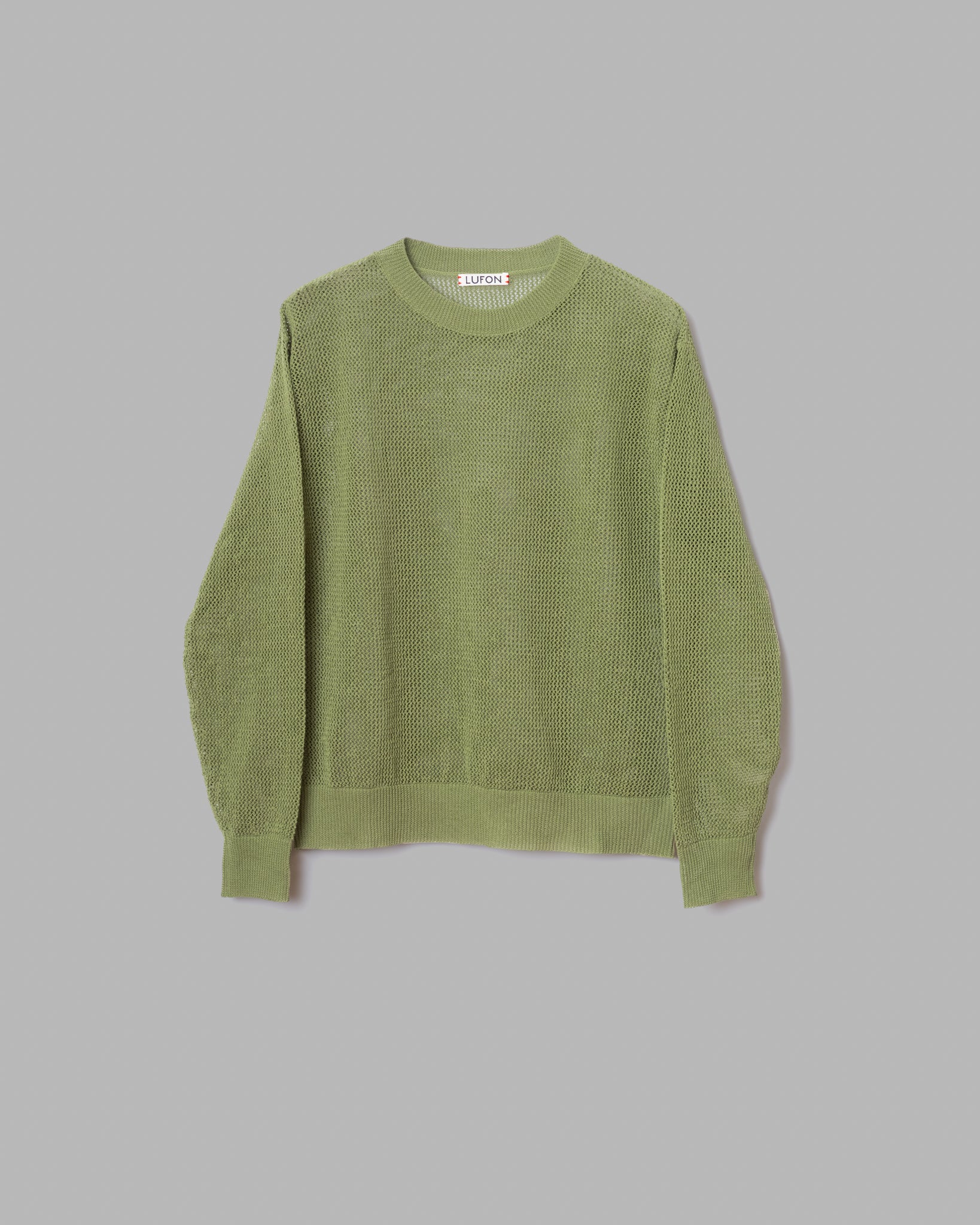 기마 코튼 메쉬 니트 풀오버 스웨터 -녹색