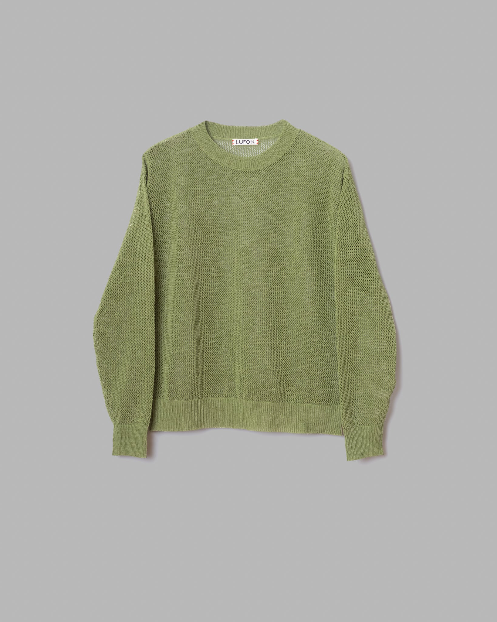 GIMA COTTON MESH KNIT PULLOVER SWEATER - GREEN