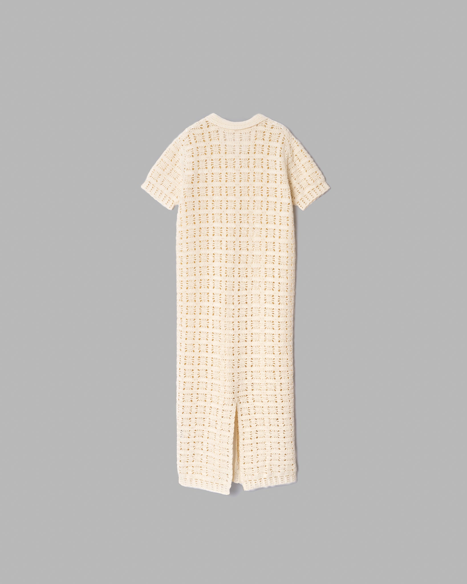 CROCHET HAND KNIT S/S MAXI ONE-PIECE - OFF WHITE