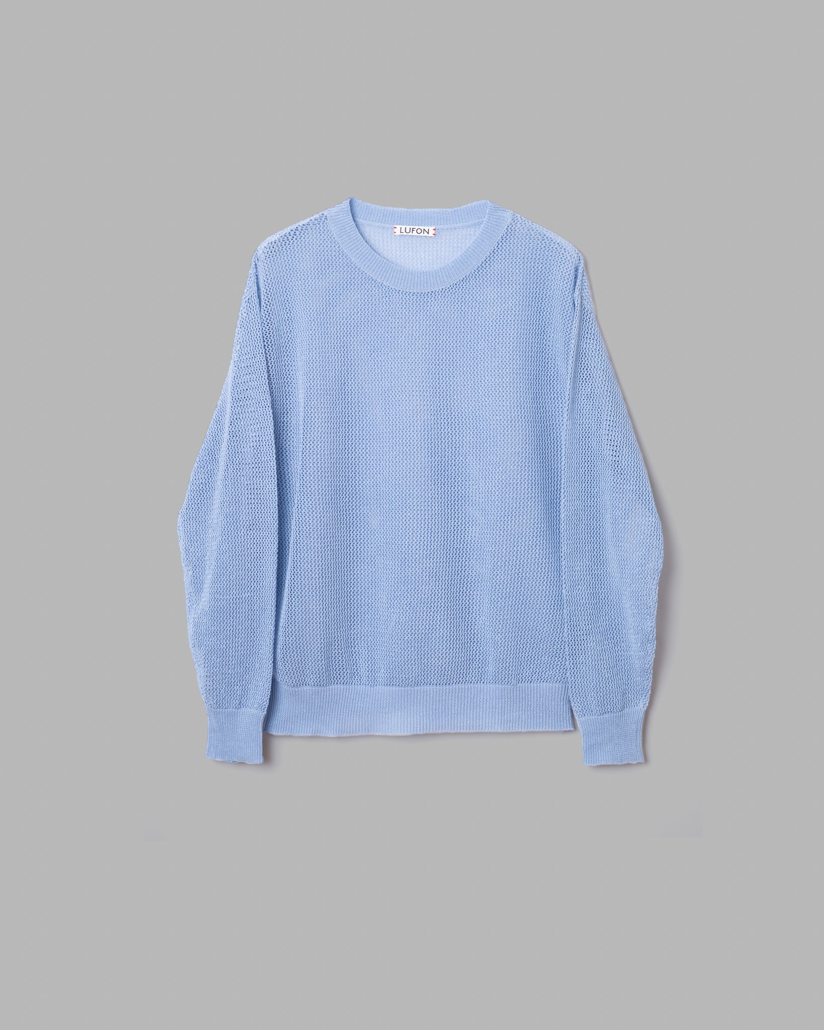 GIMA COTTON MESH KNIT PULLOVER SWEATER - SMOKE BLUE