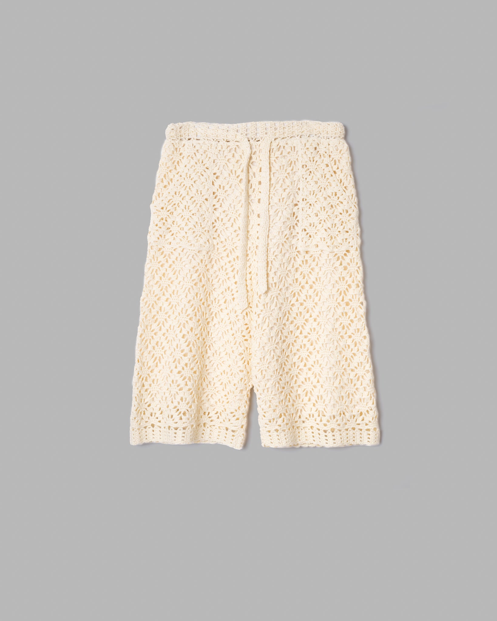 CROCHET HAND KNIT SHORT PANTS - OFF WHITE