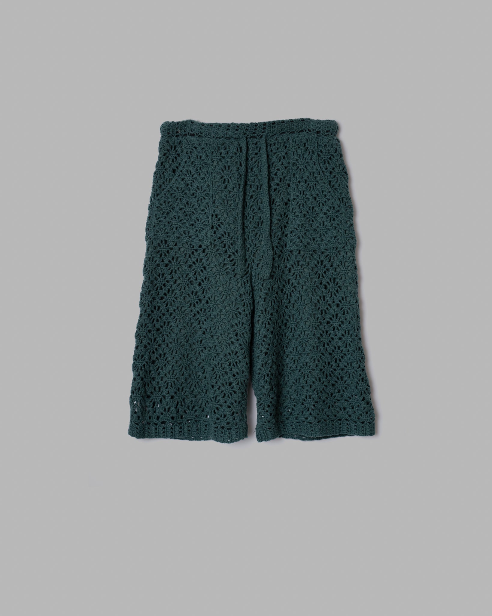 CROCHET HAND KNIT SHORT PANTS - GREEN