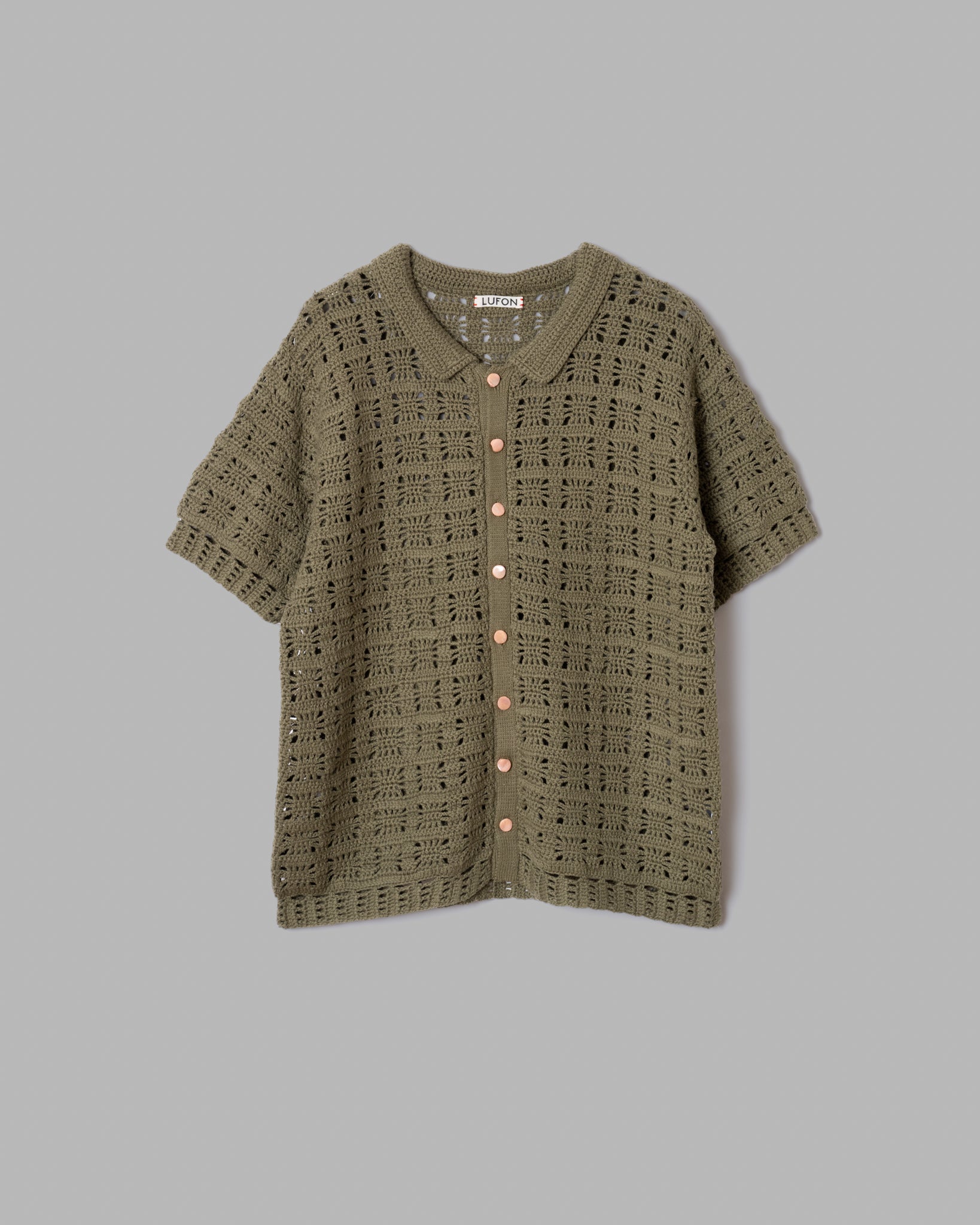 CROCHET HAND KNIT SHIRTS - KHAKI