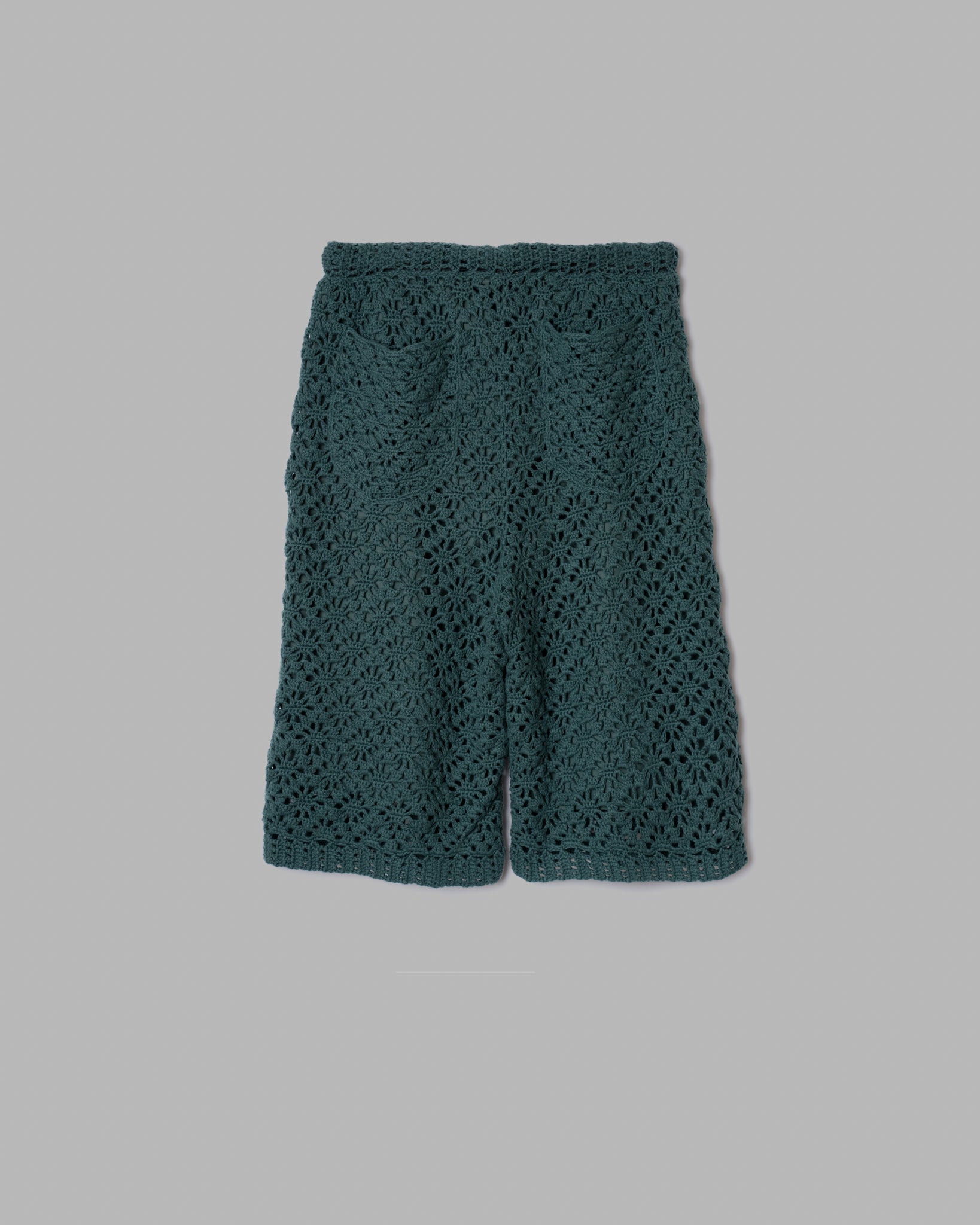 CROCHET HAND KNIT SHORT PANTS - GREEN