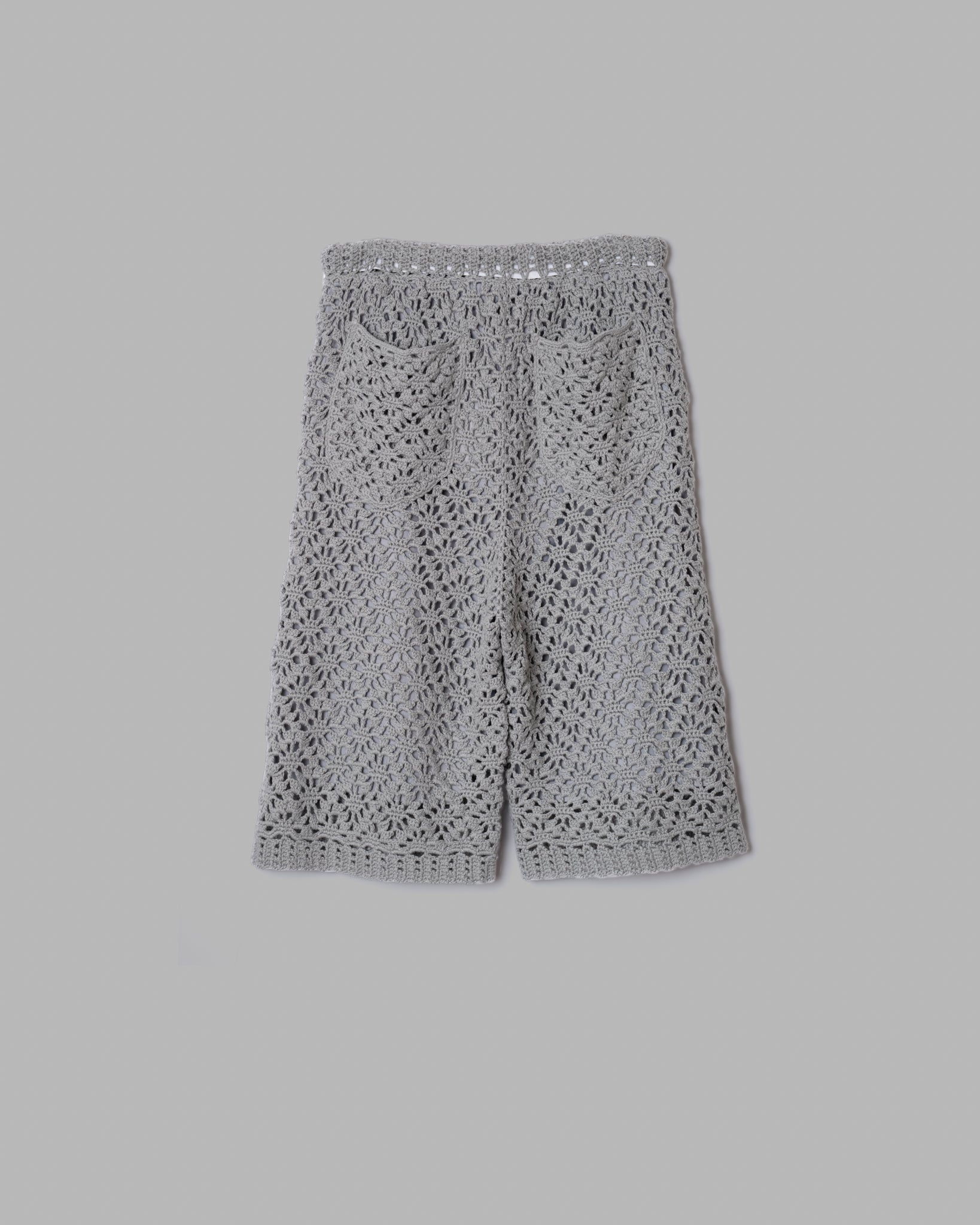 CROCHET HAND KNIT SHORT PANTS - GREY