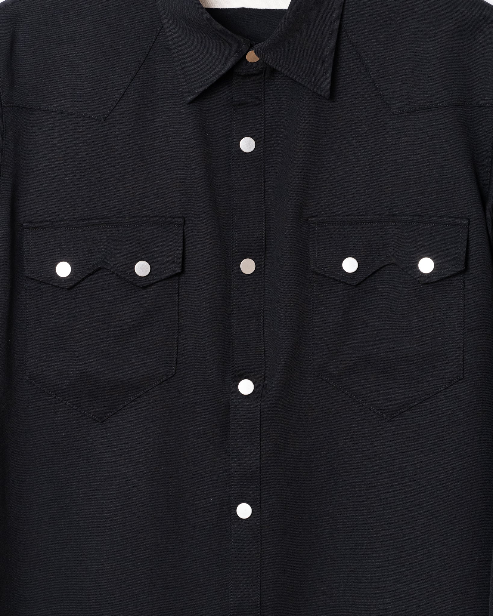 WASHABLE WOOL WESTERN SHIRTS - BLACK