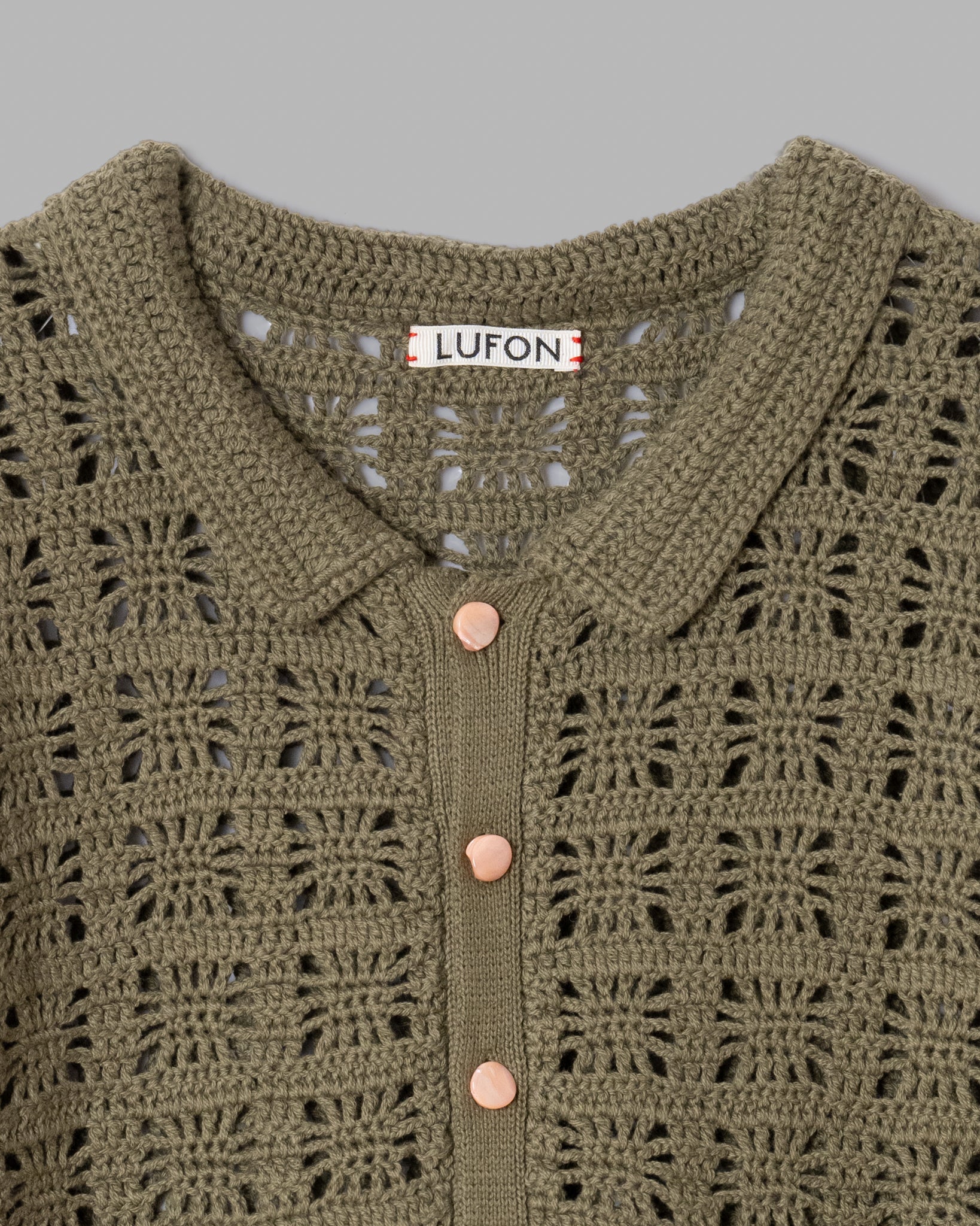 CROCHET HAND KNIT SHIRTS - KHAKI