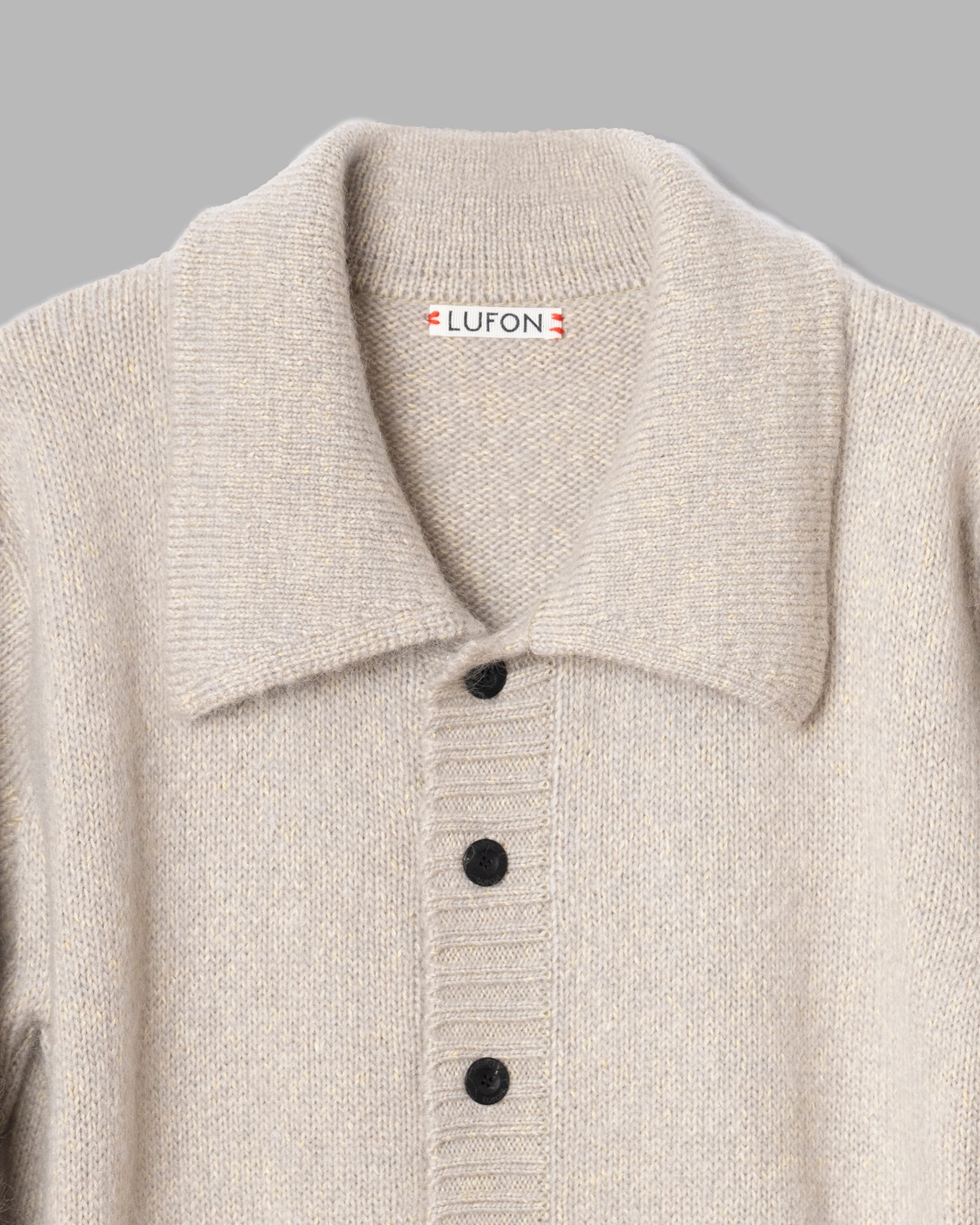 MOHAIR SILK NEP KNIT SHIRTS BLOUSON - GREY