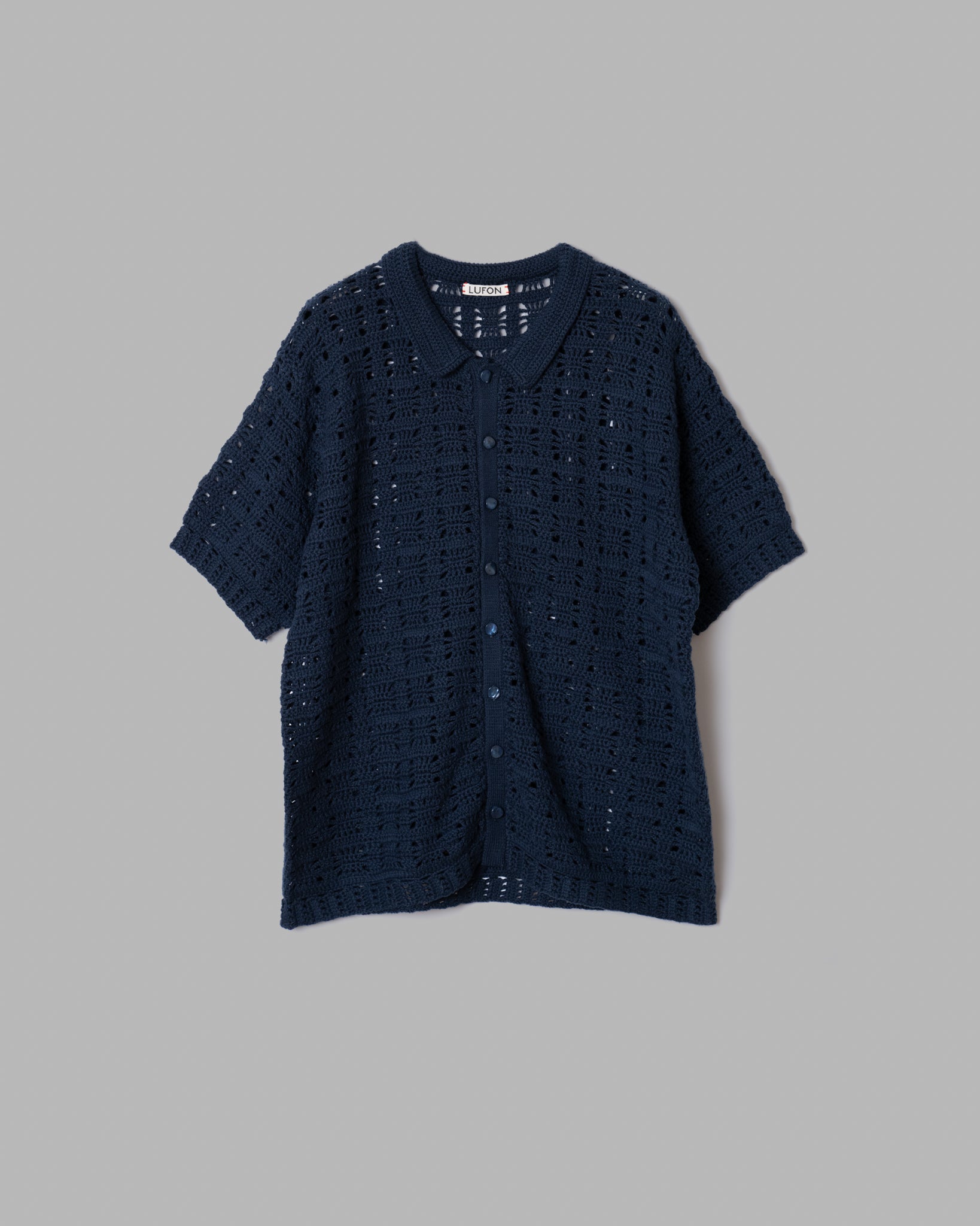 CROCHET HAND KNIT SHIRTS - SLATE BLUE
