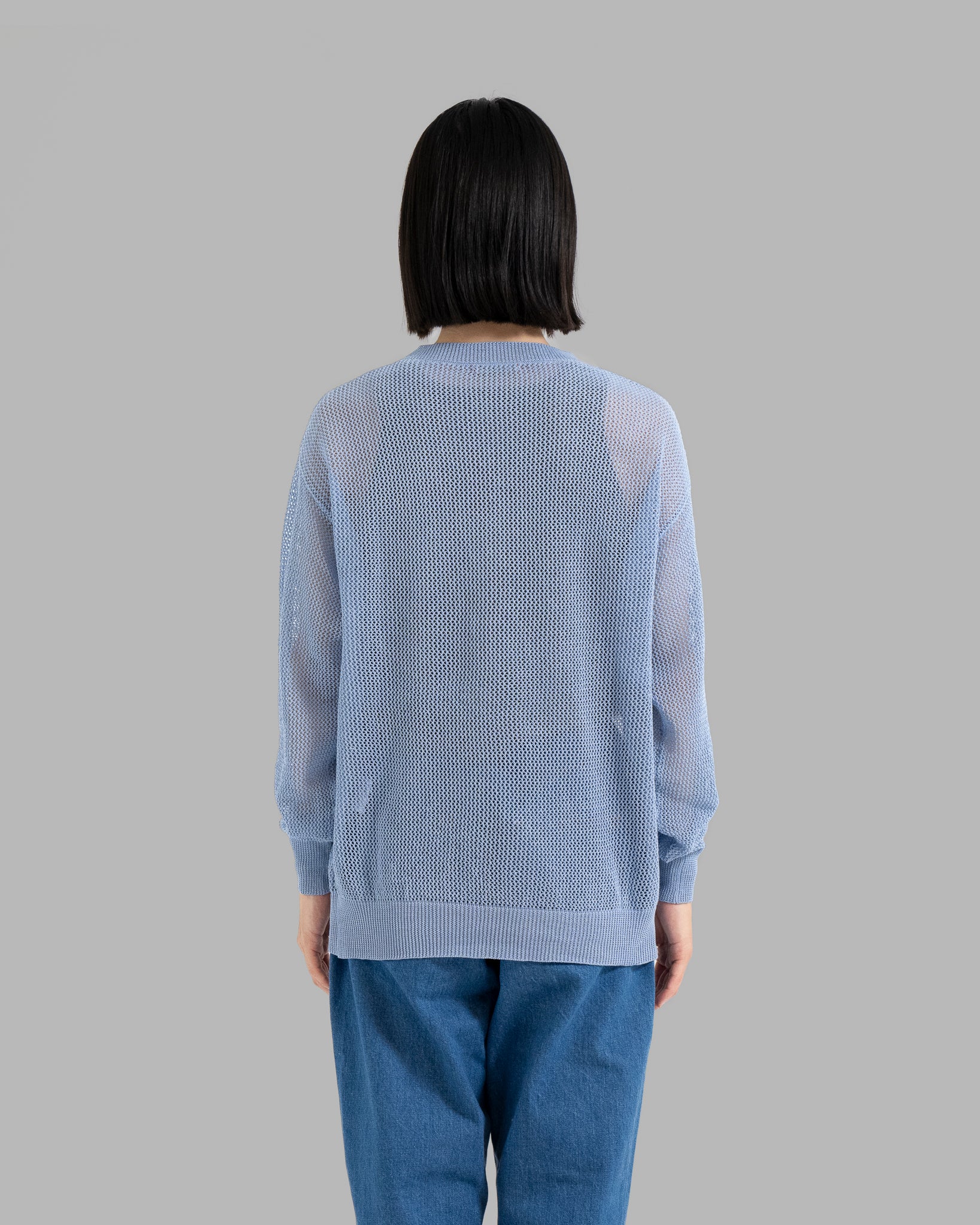 GIMA COTTON MESH KNIT PULLOVER SWEATER - SMOKE BLUE