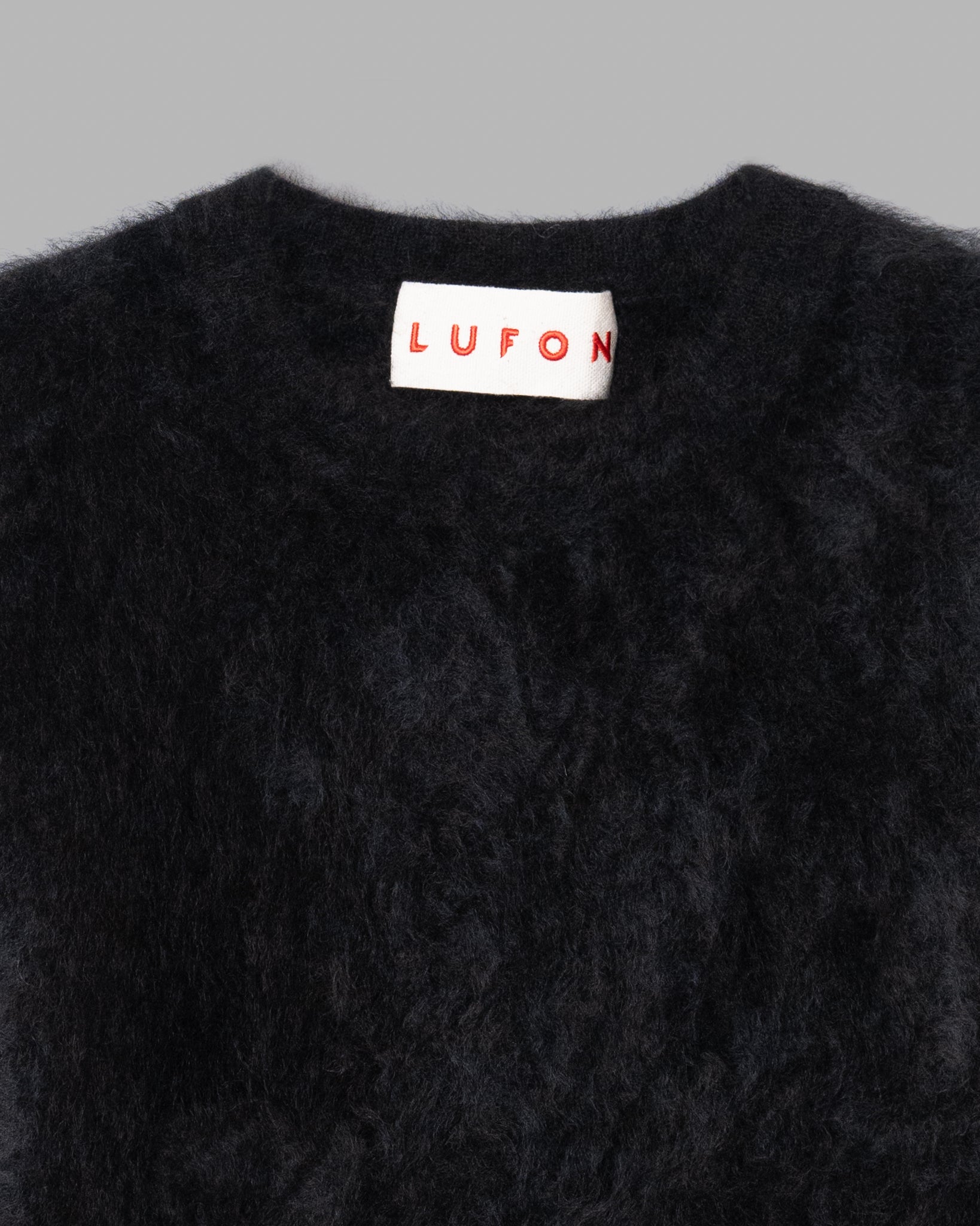 FUR CASHMERE CREWNECK KNIT - BLACK
