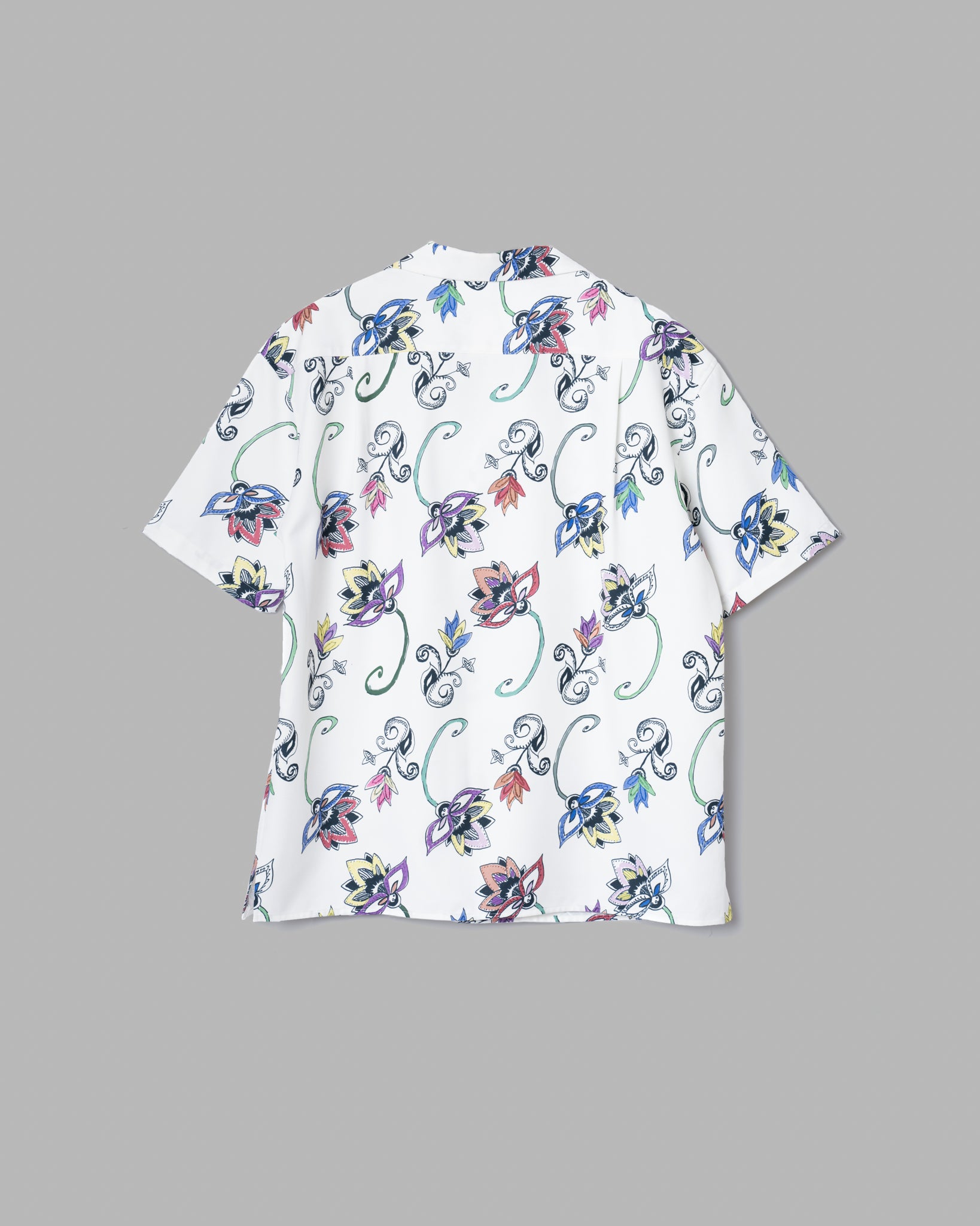 HAND-PAINTED BOTANICAL PRINT OPEN COLLAR SHIRTS - WHITE