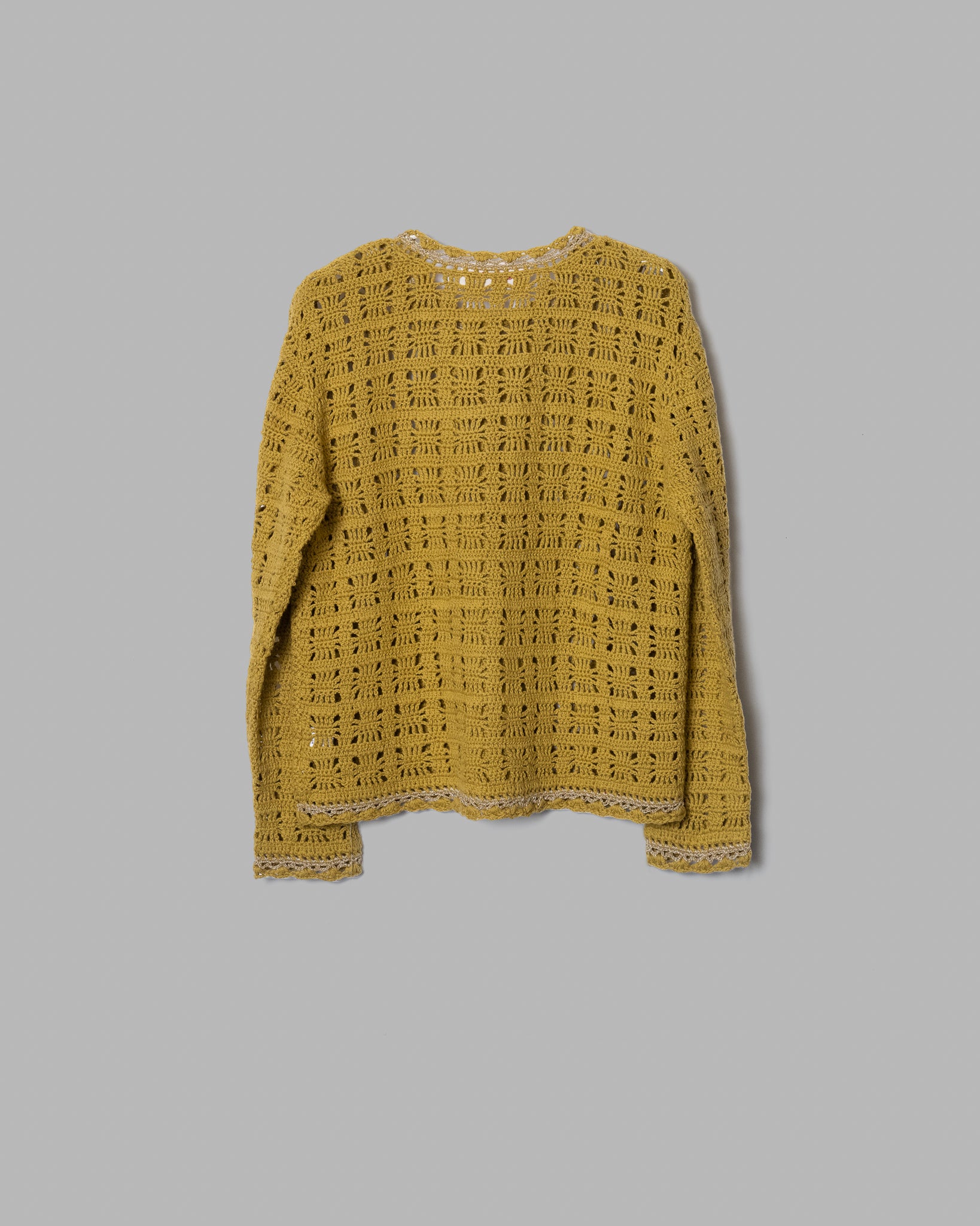 CROCHET HAND KNIT PULLOVER - MUSTARD