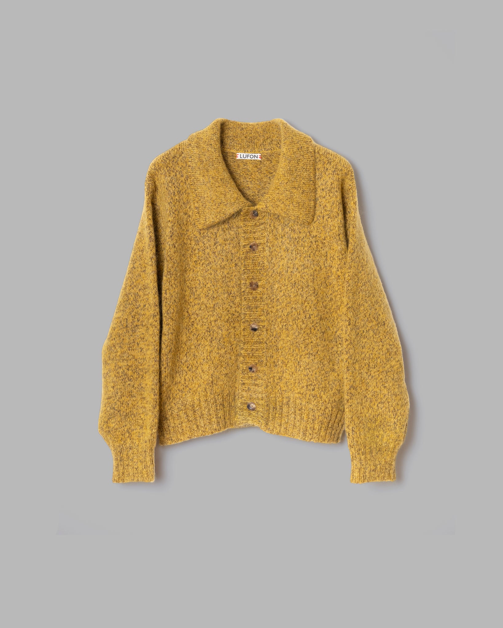 MOHAIR SILK NEP KNIT SHIRTS BLOUSON - YELLOW