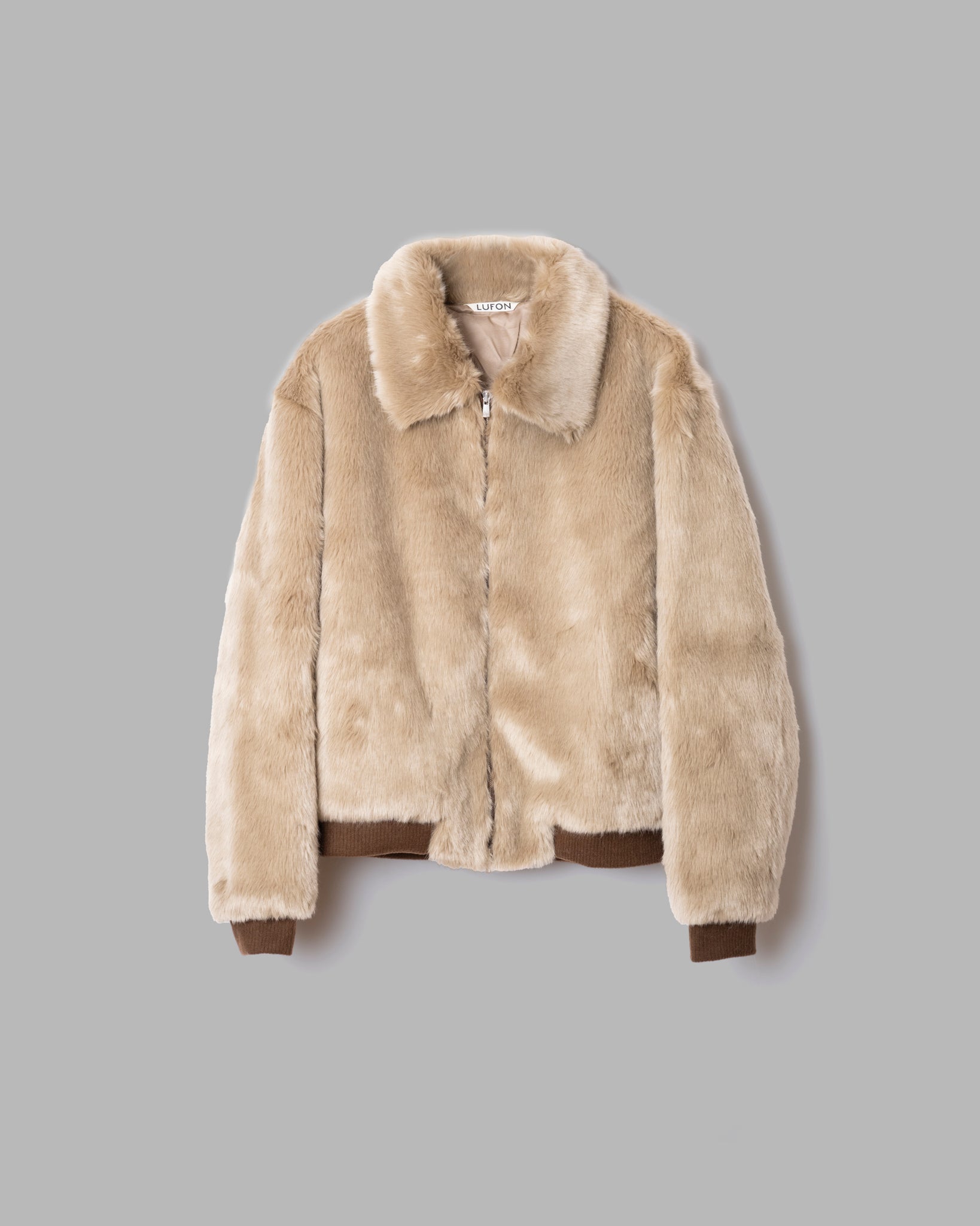 FAKE FUR JACKET - GREIGE