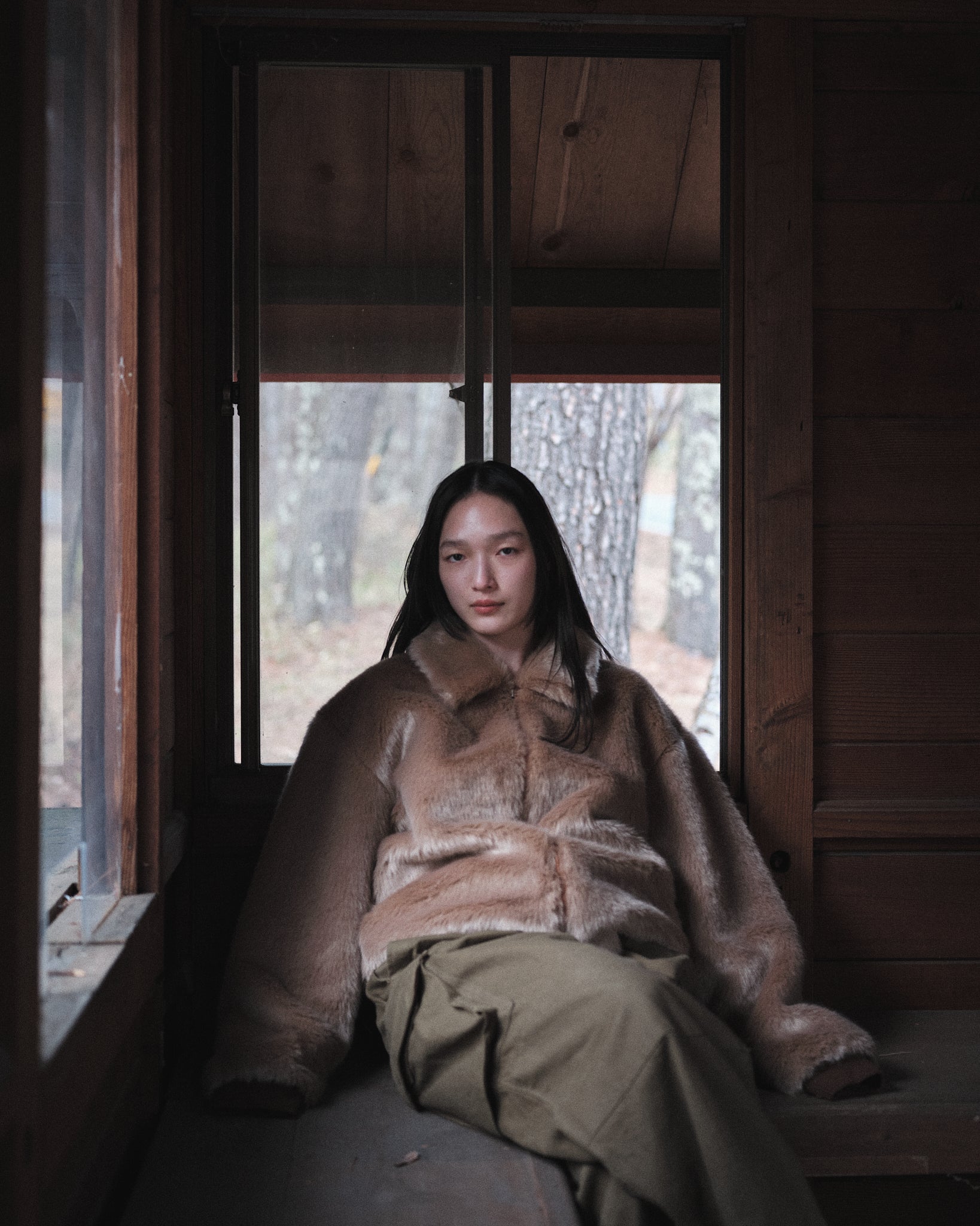 FAKE FUR JACKET - GREIGE
