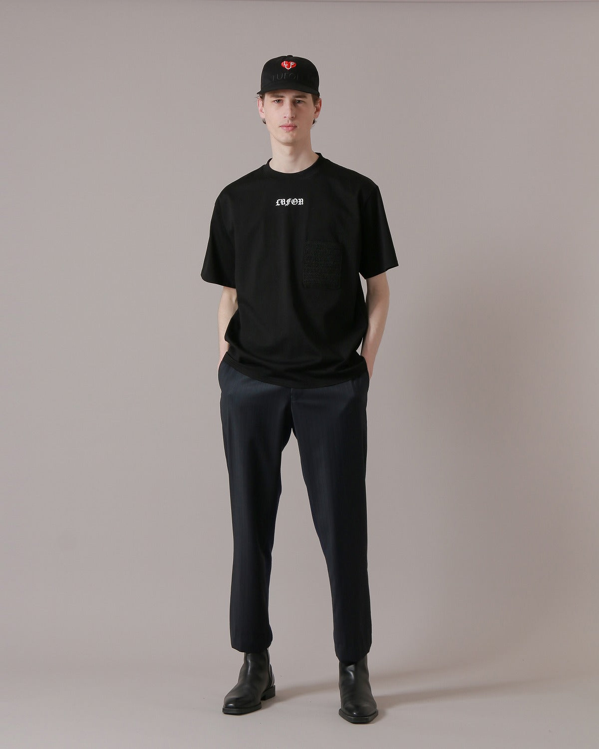 KNIT POCKET T-SHIRTS - BLACK