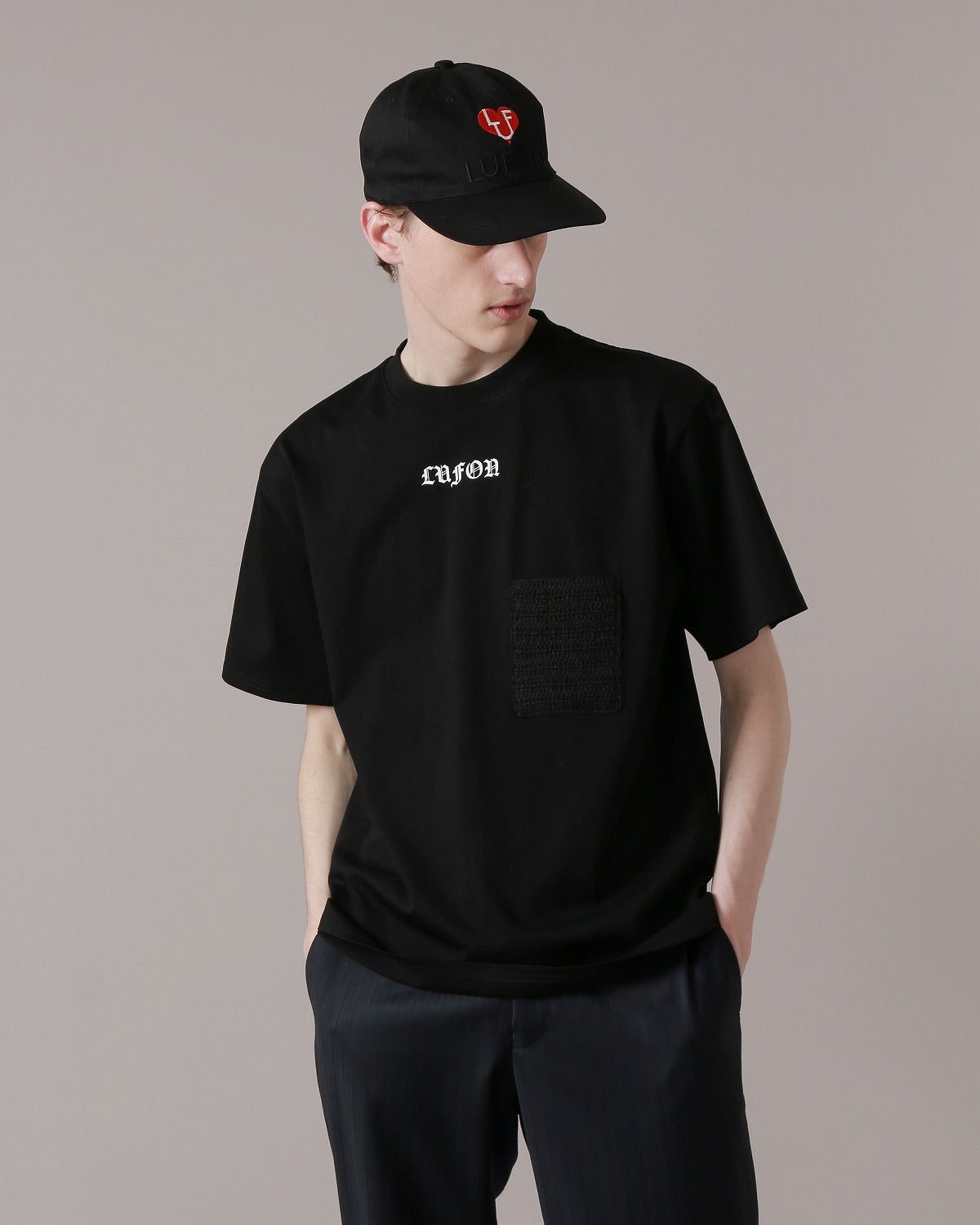 KNIT POCKET T-SHIRTS - BLACK