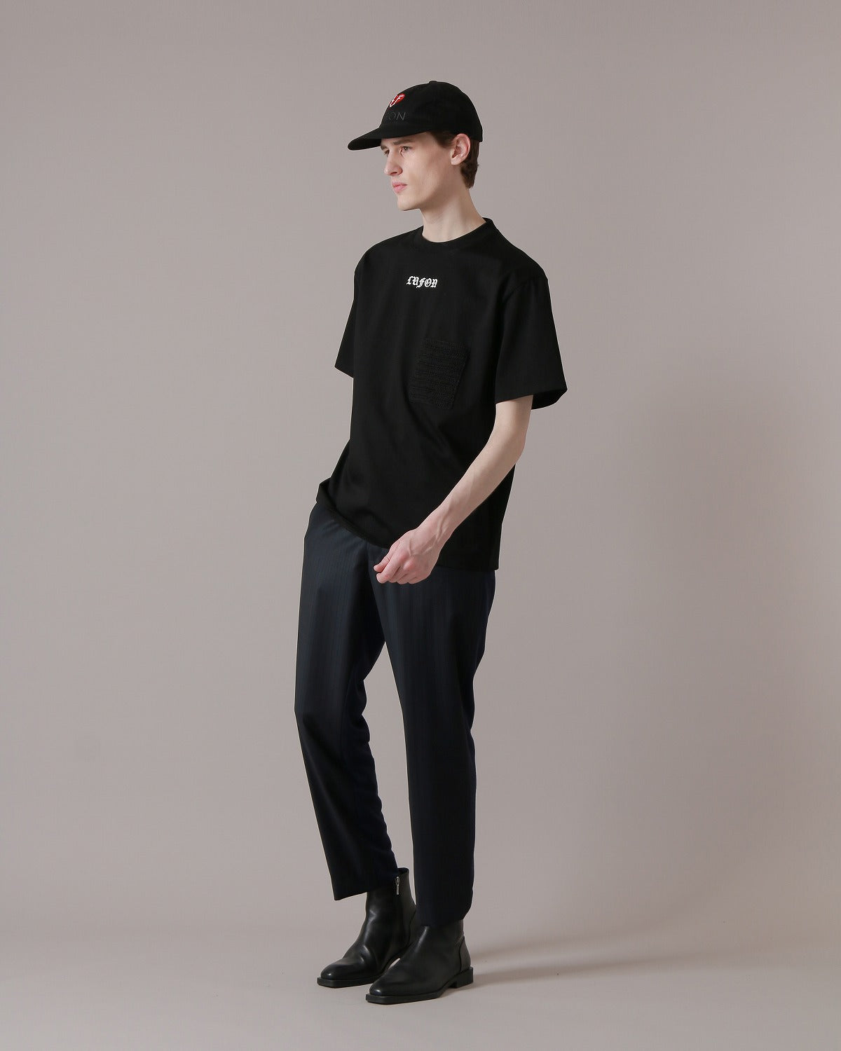 KNIT POCKET T-SHIRTS - BLACK