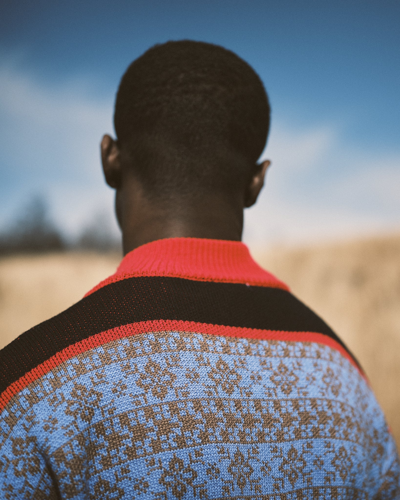 Merino Wool Fairisle Jaquard Drivers Knit -Black/Pink Mix