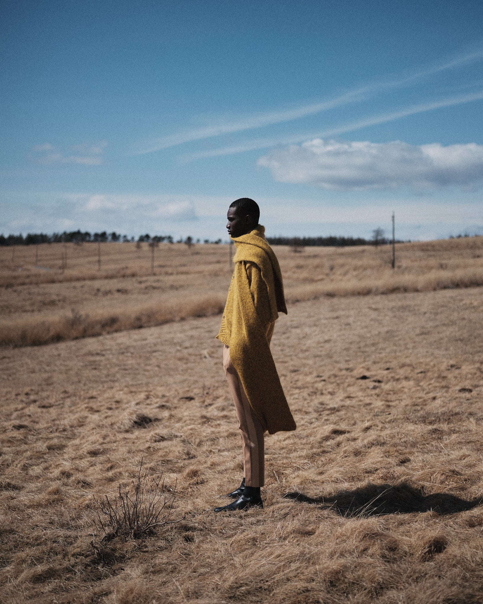 Mohair Silk Nep Knit Shirts Blouson --Yellow