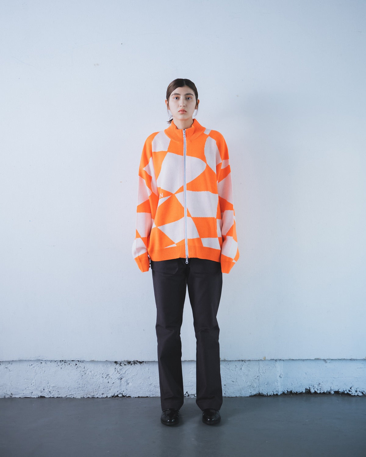 DISTORTED CHECKER FLAG DRIVERS KNIT - ORANGE