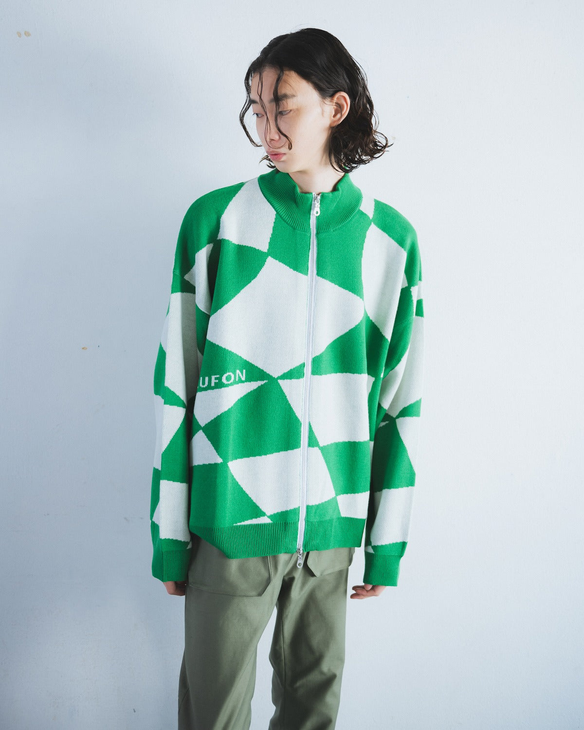 DISTORTED CHECKER FLAG DRIVERS KNIT - GREEN